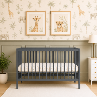 Mini Cot Bed With Premium Aloe Vera Mattress - Stone Blue (120x60)