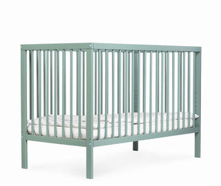 Mini Cot Bed With Drawer & Natural Mattress - Stone Teal (120x60)