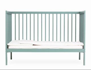 Mini Cot Bed With Drawer & Natural Mattress - Stone Teal (120x60)
