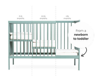 Mini Cot Bed With Drawer & Natural Mattress - Stone Teal (120x60)