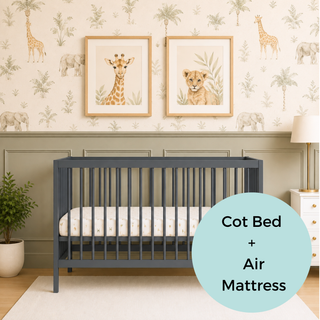 Mini Cot Bed With Luxury Breathable Air Mattress - Stone Blue (120x60)