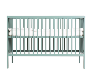 Mini Cot Bed With Drawer, Aloe Vera Mattress & 2 Mattress Protectors - Stone Teal - Mokee