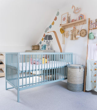 Midi Cot Bed - Stone Teal (140 x 70) Solid Beechwood - Mokee