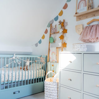Mini Cot Bed With Drawer & Natural Mattress - Stone Teal (120x60)