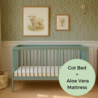 Midi Cot Bed With Aloe Vera Mattress - Stone Teal (140x70) - Mokee