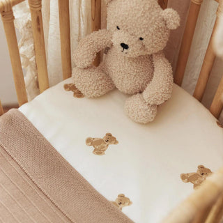 Jollein Cot Bed Fitted Sheet | 140 x 70 cm - Teddy Bear
