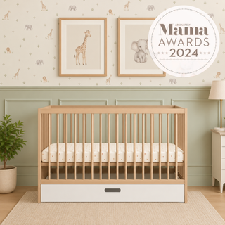 Mini Cot Bed with Drawer - Beech (120x60)