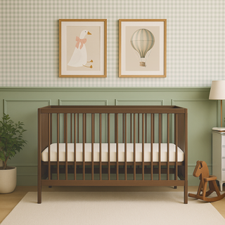 Mini Cot Bed - Walnut (120x60) Solid Beechwood - Mokee