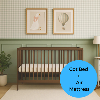 Mini Cot Bed With Luxury Breathable Air Mattress - Walnut