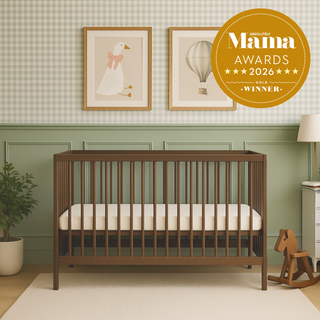 Mini Cot Bed - Walnut (120x60) Solid Beechwood