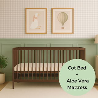Midi Cot Bed With Aloe Vera Mattress - Walnut (140x70) - Mokee