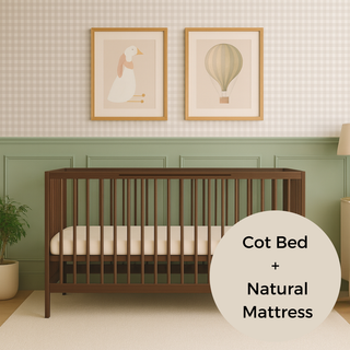 Midi Cot Bed With Natural Mattress - Walnut (140x70) - Mokee