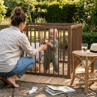 Mokee Foldable Playpen - Walnut