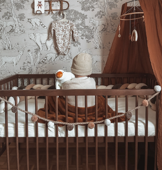 Midi Cot Bed - Walnut (140 x 70) Solid Beechwood
