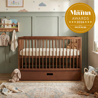 Mini Cot Bed with Drawer - Walnut (120x60)