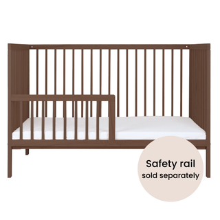 Mini Cot Bed With Drawer & Luxury Breathable Air Mattress - Walnut (120x60)