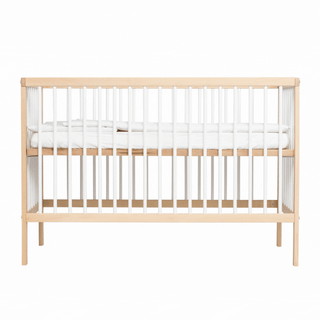 Mini Cot Bed With Luxury Breathable Air Mattress - White Beech (120x60)