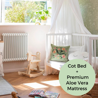 Mini Cot Bed With Premium Aloe Vera Mattress - White (120x60)
