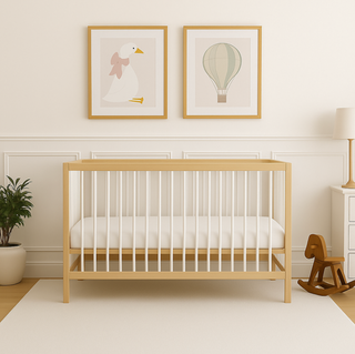 Mini Cot Bed - White Beech (120x60) Solid Beechwood - Mokee