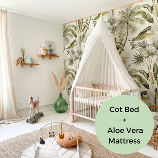 Mini Cot Bed With Aloe Vera Mattress - White Beech (120x60)