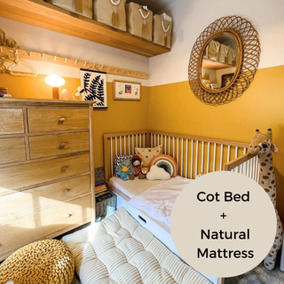 Midi Cot Bed With Natural Mattress - White Beech (140x70)