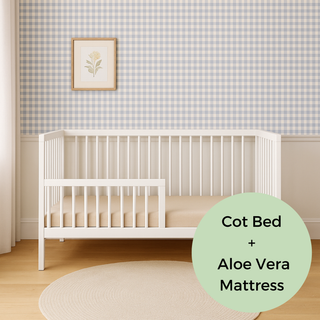 Midi Cot Bed With Aloe Vera Mattress - White (140x70) - Mokee