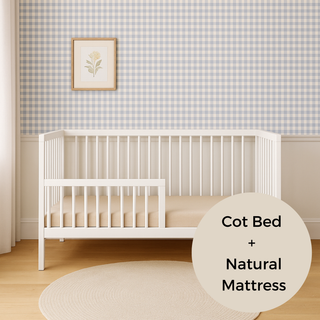 Midi Cot Bed With Natural Mattress - White (140x70) - Mokee