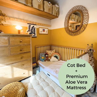 Midi Cot Bed With Premium Aloe Vera Mattress - White Beech (140x70)
