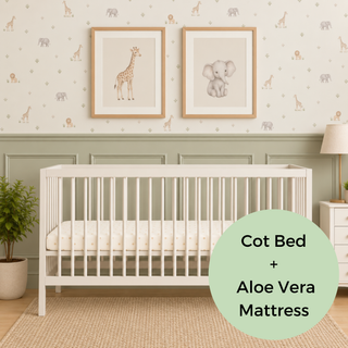 Midi Cot Bed With Aloe Vera Mattress - White (140x70)