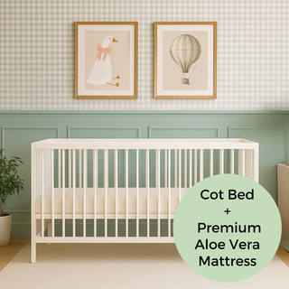Midi Cot Bed With Premium Aloe Vera Mattress - White (140x70)