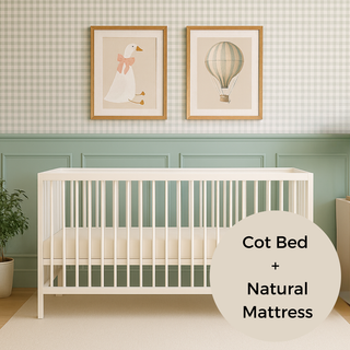 Midi Cot Bed With Natural Mattress - White (140x70)