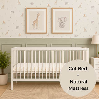 Midi Cot Bed With Natural Mattress - White (140x70)